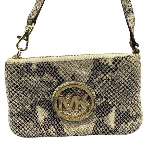 Michael Kors Handbags - Michael Kors Leather Wristlet with Snake Skin Print